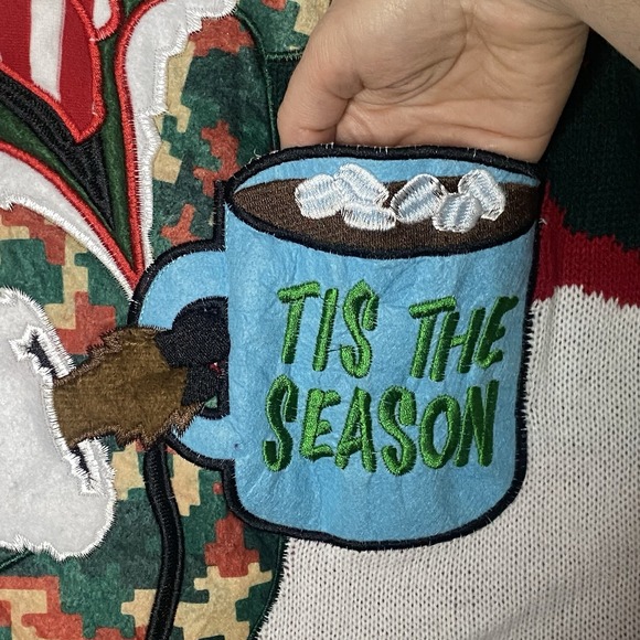 Camo Reindeer Ugly Christmas Sweater Mens‎ L Holiday Party Hunting Novelty Humor - Picture 3 of 9